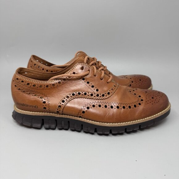 Cole Haan Zerogrand Remastered Brown Leather  Wingtip Oxford Shoes Sz 8M - Picture 1 of 9